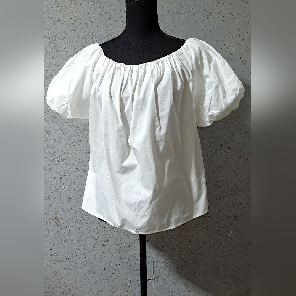 #005.B Sz 6 Primark White Bishop Sleeve Ruffled Blouse - Picture 4 of 8